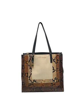 Marc Jacobs Black Snake Embossed Leather Grind Shopper Tote Bag